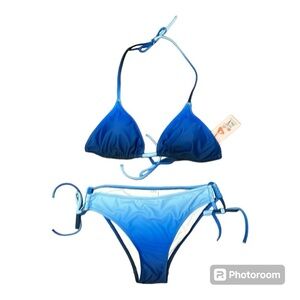 Triangle Gradient Blue Low Cut Bikini Women size M NWT